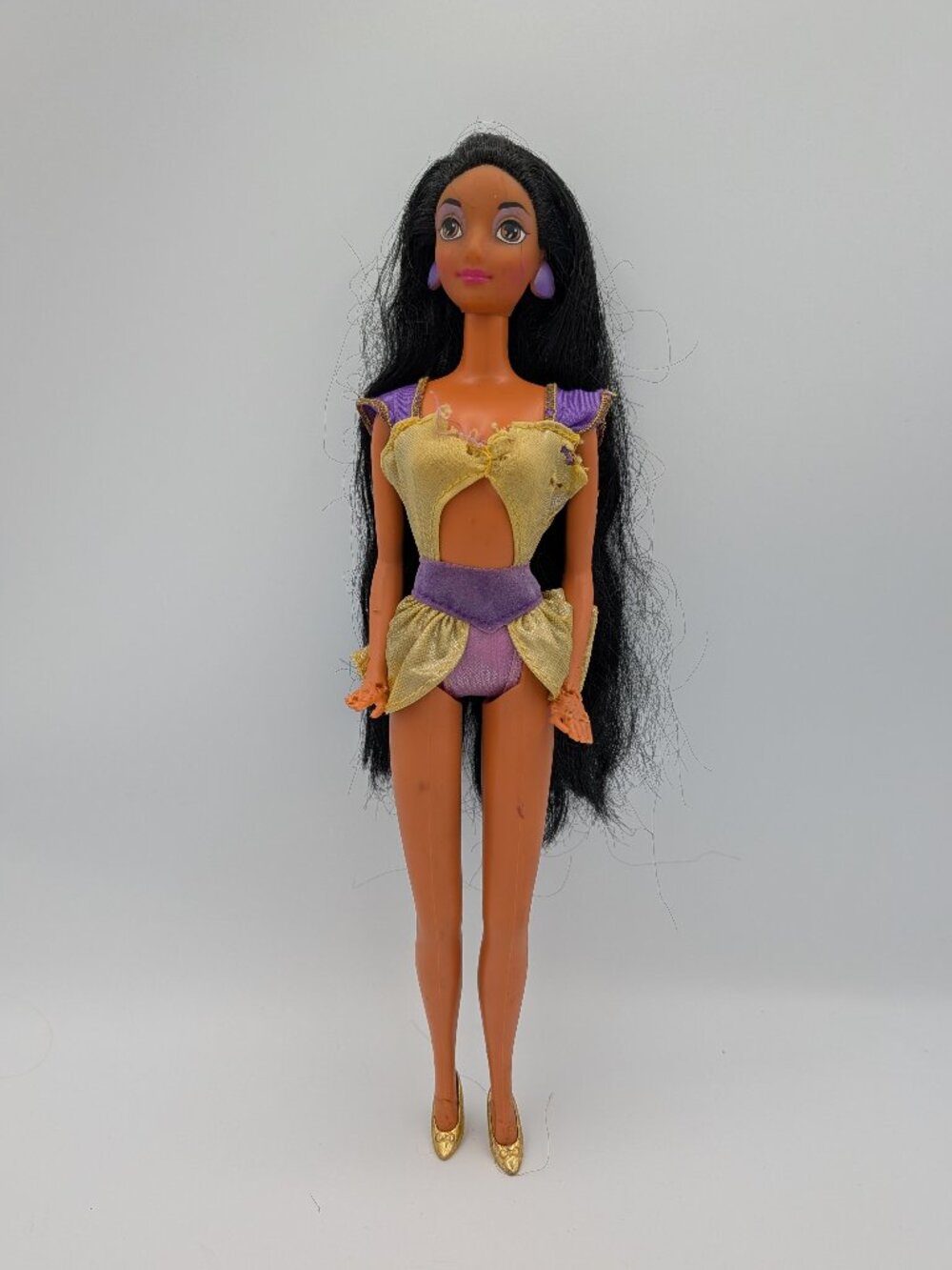 Vintage 90s Disney Jasmine Doll Aladdin Gold Purple Outfit TLC Parts Repair
